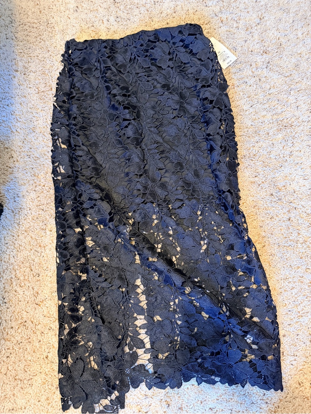 Black Floral Lace Midi Skirt XS